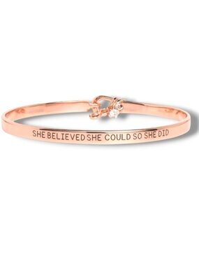 Inspirational She Believed She Could So She Did Rose Gold Bracelet Girl Power